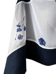 Палантин комбинированный с кружевом, печать 