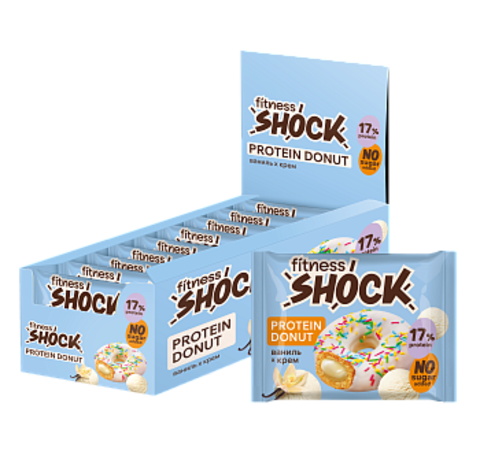 Протеиновое печенье донат без сахара ваниль Fitness Shock 70 г