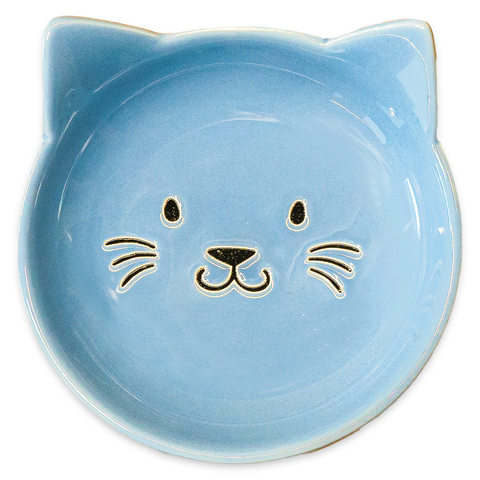 Mr.Kranch блюдце керамическое для кошек мордочка кошки голубое 80 мл