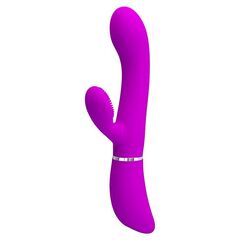 Лиловый вибратор-кролик с подвижной клиторальной щеточкой Clitoris Vibrator - 20,8 см. - 