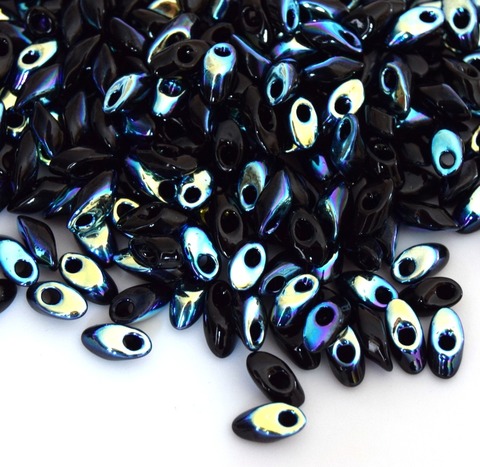 LMA-4555 Бисер-лепестки Миюки/Miyuki long Magatama Black AB