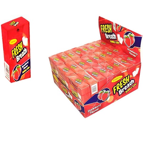Жевательная резинка в коробочках FRESH BREATH клубника, 1кор*12бл*24шт,14г