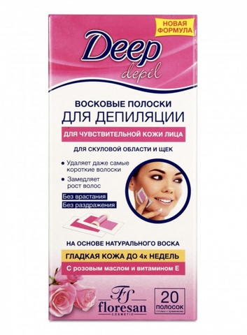 Флоресан Deep depil Восковые полоски для депиляции лица скуловой области и щёк, 20шт