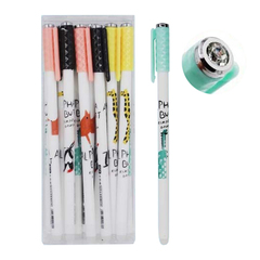 Ручка гелевая, пиши-стирай, Basir, синие чернила, серия "ЖИВОТНЫЕ", белый корпус