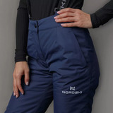 Премиальный теплый зимний костюм Nordski Mount Dark Blue/Pink женский с высокой спинкой