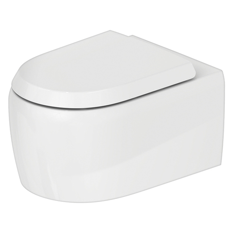 Duravit 2556090000  Duravit  Qatego Унитаз подвесной безободковый 370х570 мм, с креплением Durafix.с установленными петлями из нерж. стали, цвет белый