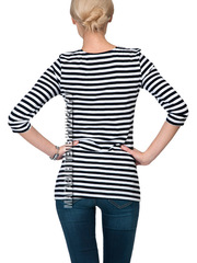 Купить Тельняшка женская приталенная с рукавом 3/4 (черная полоса) в Магазине тельняшек