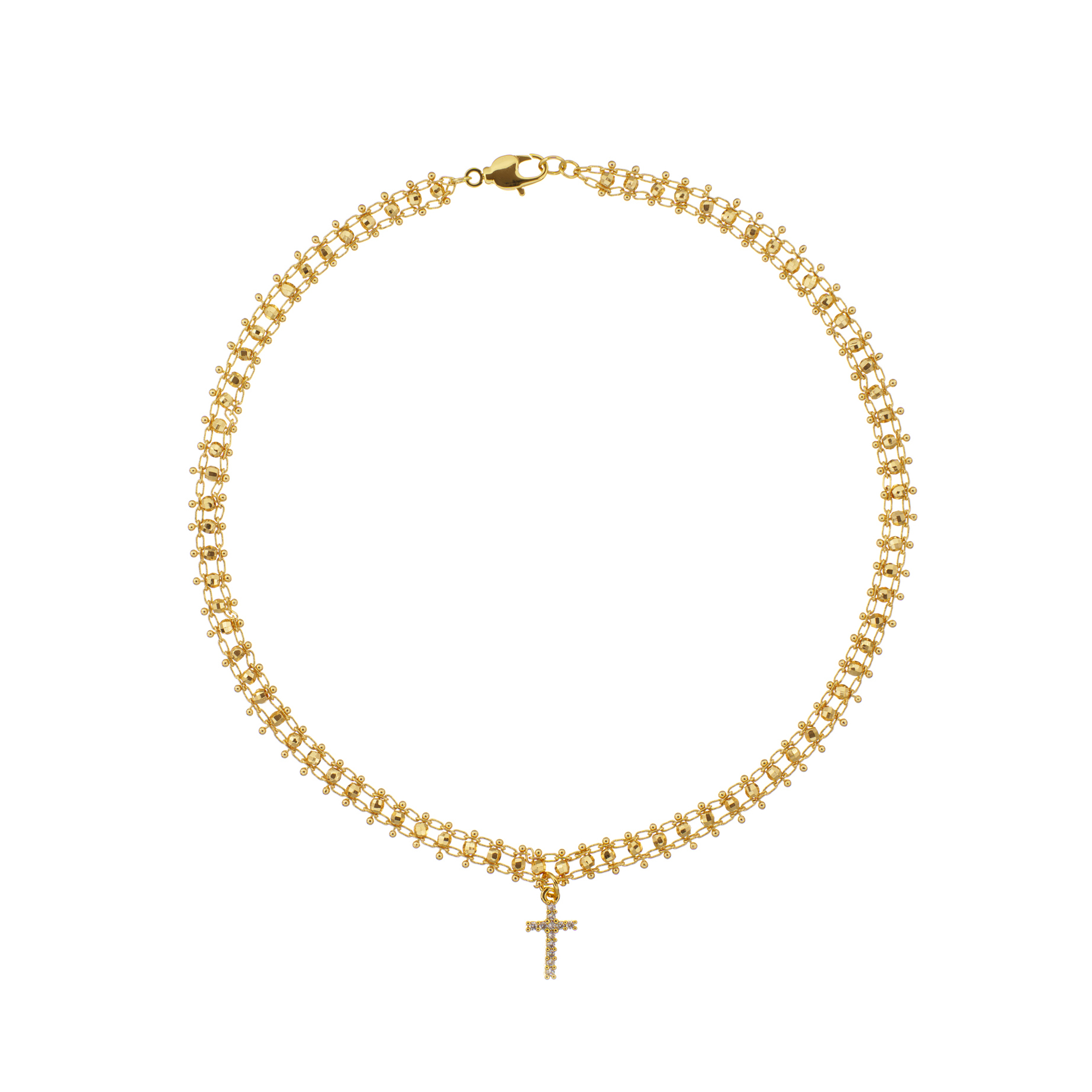 

Цепь Double Chain Gold With A Cross Necklace