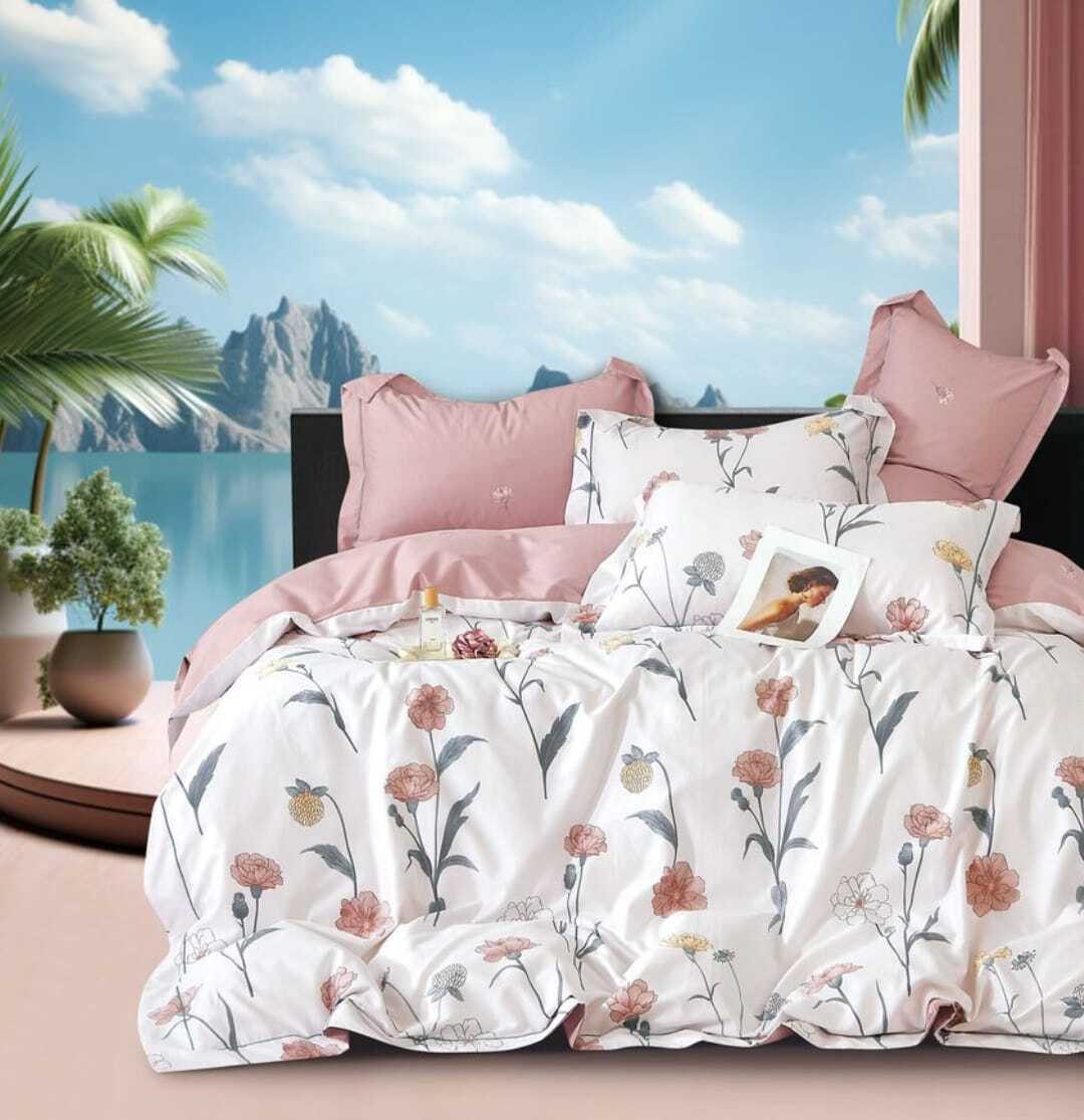 Комплект полуторка Сатин Гвоздики на белом