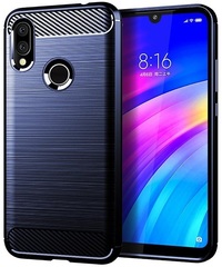 Чехол для Xiaomi Redmi 7 (Redmi Y3) цвет Blue (синий), серия Carbon от Caseport