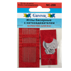Иглы бисерные D-0.34мм с двумя нитковдевателями, 12шт, NC-208 Gamma