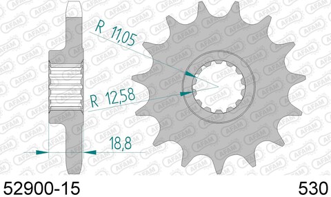 52900-15 звезда передняя (ведущая) стальная , 530, AFAM