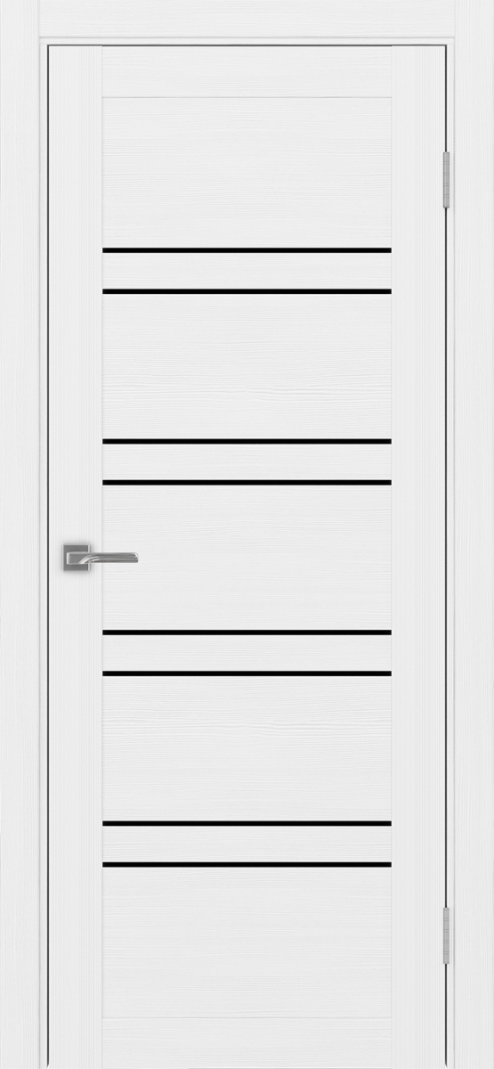 Дверь межкомнатная Оптима Порте Турин 560.12, цвет белый лед, экошпон, стекло лакобель черное