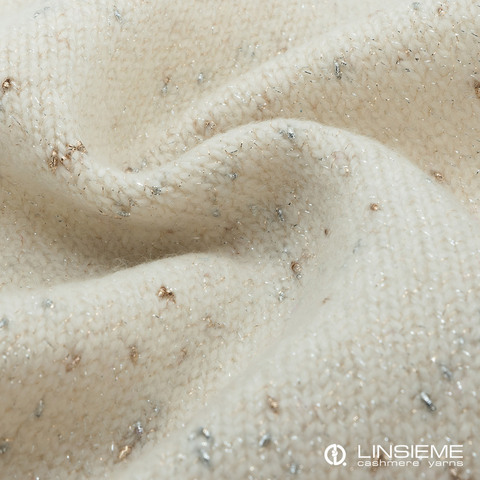 Меринос с кашемиром (6%) и люрексом LINSIEME ELIOT 550 серо-бежевый с золотом и серебром