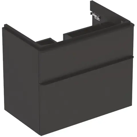 Шкафчик для раковины Geberit Smyle Square, с двумя выдвижными ящиками: B=73.4см, H=61.7см, T=47см, Темно-серый / Матовое покрытие