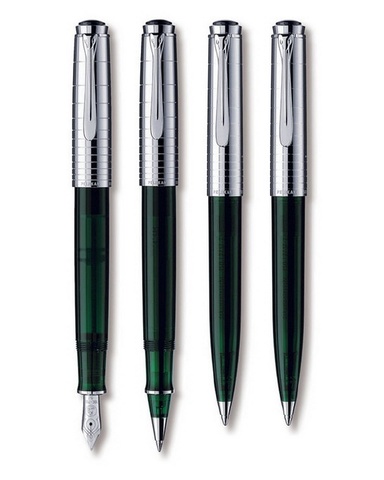 Ручка шариковая Pelikan Souverän® Precious Metals K425, Dark-Green Transparent ST (945345)