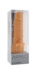 Телесный вибратор с лепестками в основании PURRFECT SILICONE CLASSIC 7INCH FLESH - 18 см. - 