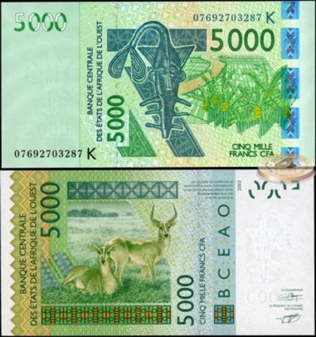 5000 франков ВСЕАО Западная Африка КФА 2003 год