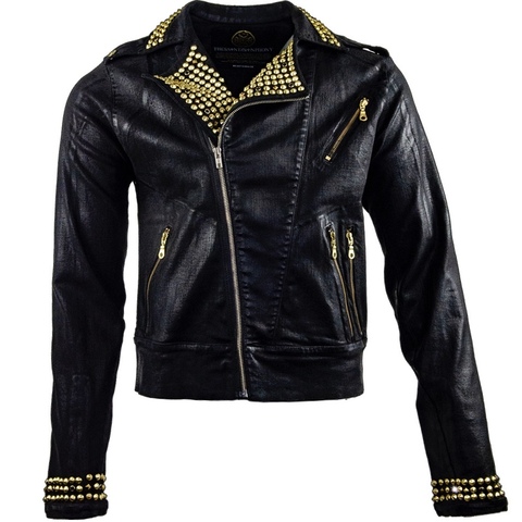 The Saints Sinphony | Куртка джинсовая мужская J072 BLACK WAX BIKER JACKET TSG401 перед