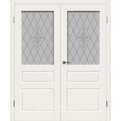 Купить Двустворчатая дверь эмаль VFD Chester Ivory слоновая кость остеклённая