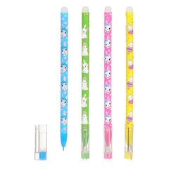 
          Ручка гелевая, пиши-стирай, Basir, синие чернила, серия "Зайчата", 4 цвета корпуса, 12 шт