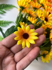 Подсолнухи декоративные мини, искусственные цветы, 22 цветка, букет 33 см, набор 3 букета.