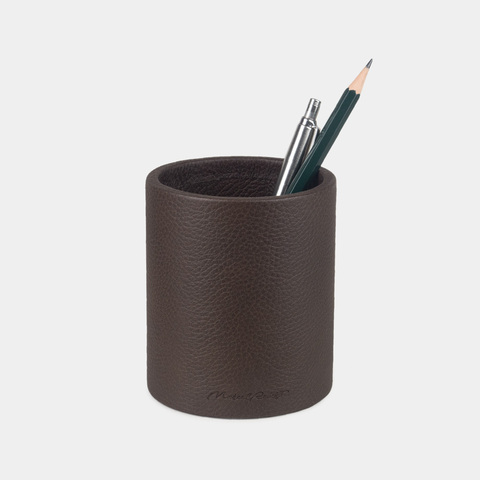 Подставка для ручек из кожи теленка, темно-коричневого цвета