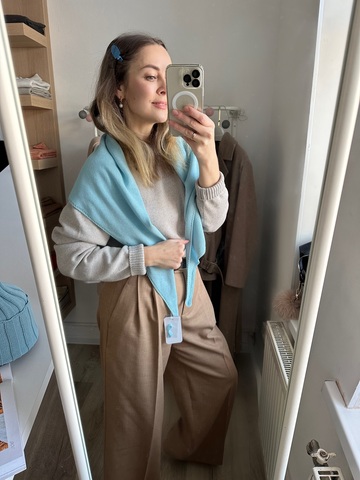 Косынка из 100% мериноса голубая