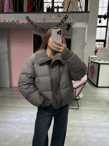 Пуховик Knitty серый