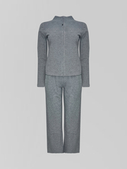 Костюм LJHY 25027 однотонный из лонгслива на молнии и широких штанов