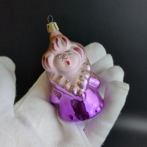 Ёлочная игрушка "Мачеха" из набора "Хрустальный башмачок", стекло, подвесная, ручная роспись, винтаж 1970-1980 гг