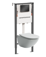 Ceramica Nova CN1905_121002MB Комплект Подвесной унитаз MONO Rimless + Система инсталляции Balance кнопка Square, черный матовый фото