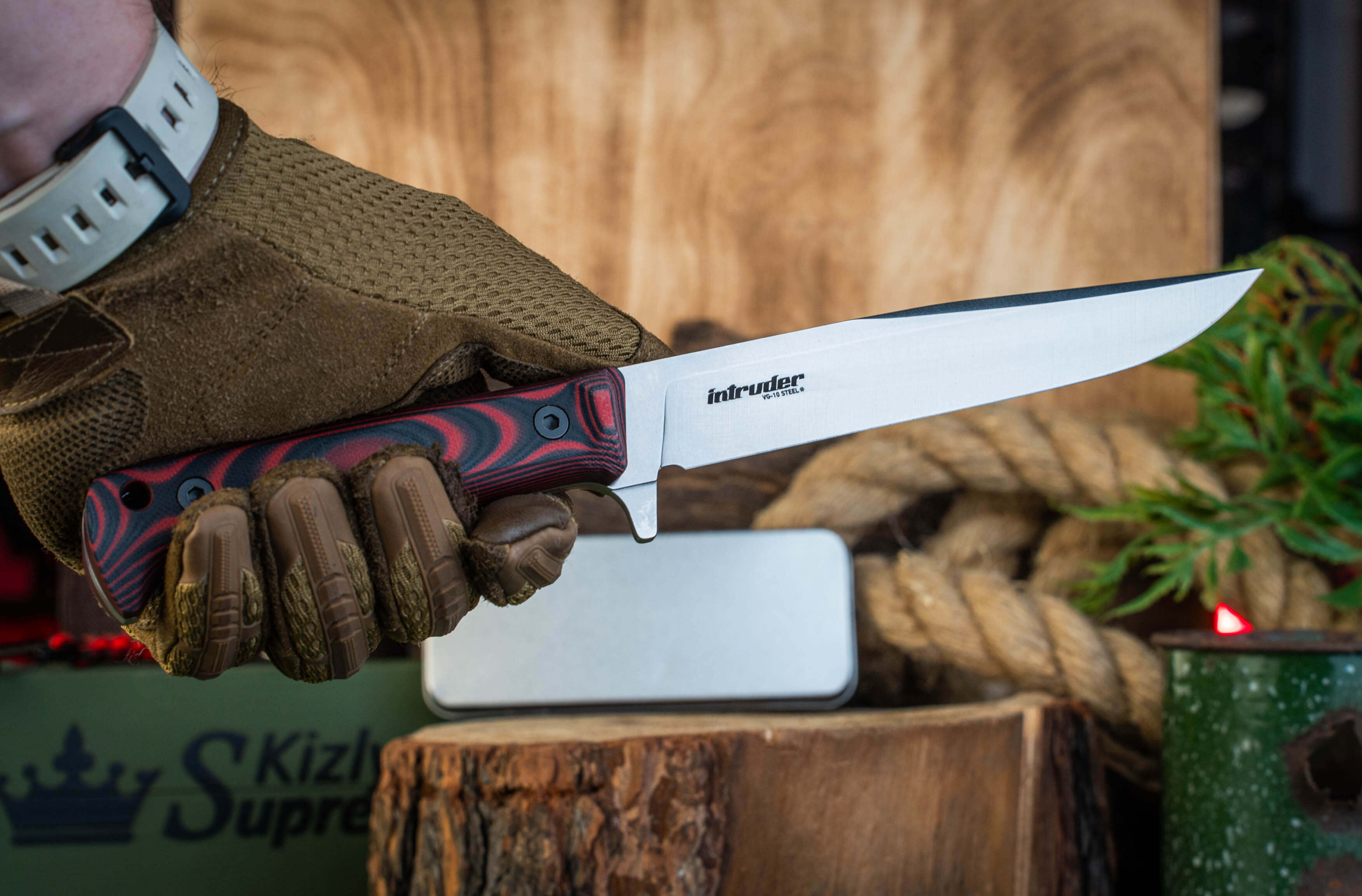Тактический нож Intruder VG-10 (Cryo) G10 StoneWash Черно-Красный