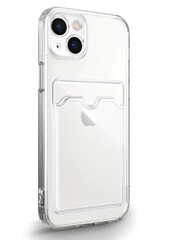 Силиконовый чехол прозрачный для смартфона iPhone 13, с отделением под визитки