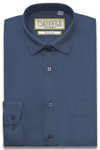 Темно-серая однотонная сорочка TSAREVICH Slim fit