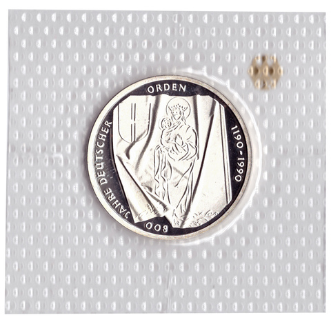 10 марок 1990 год (J) 800 лет Тевтонскому ордену, Германия. PROOF в родной запайке