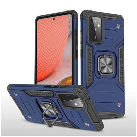 Противоударный чехол Strong Armour Case с кольцом для Samsung Galaxy A72 (Темно-синий)