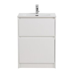 BelBagno KRAFT39-600/390-2C-PIA-BO KRAFT 39 База под раковину напольная с фрезерованными ручками по всей длине фасада с двумя выкатными ящиками, Bianco Opaco, 605х390x840 фото