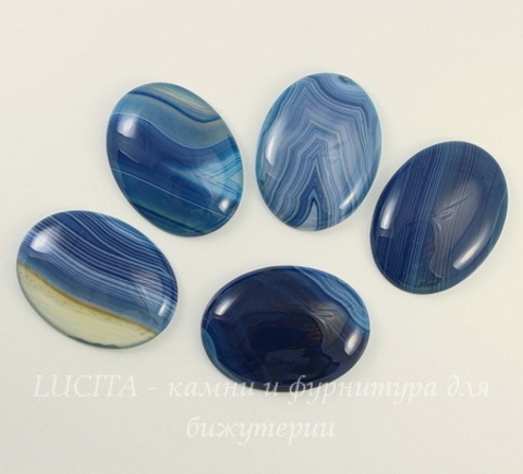 Кабошон овальный Агат синий (тониров), 40х30 мм