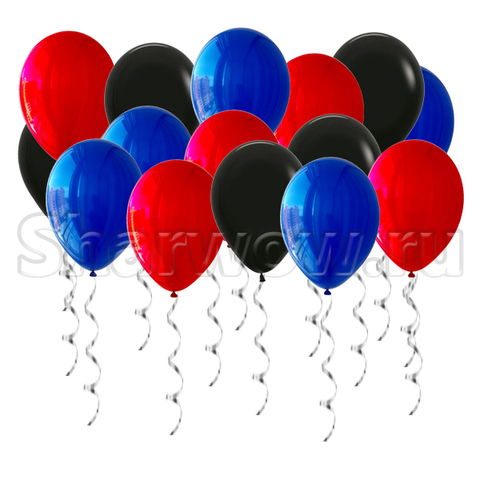Воздушные шары под потолок Черный, синий и красный зеркальный