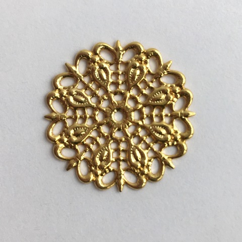 Филигрань металлическая круглая, 25 мм, цвет золото