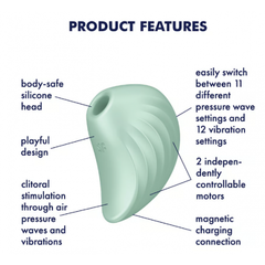 Вакуумный клиторальный стимулятор с вибрацией Pearl Diver Satisfyer ментоловый