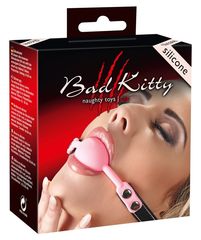 Силиконовый кляп-шар розового цвета Bad Kitty - 