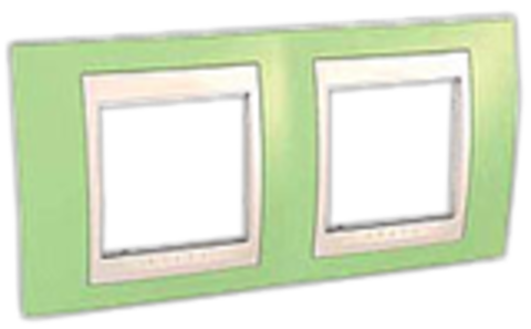 Рамка на 2 поста. Цвет Зеленое яблоко/бежевый. Schneider electric Unica Хамелеон. MGU6.004.563