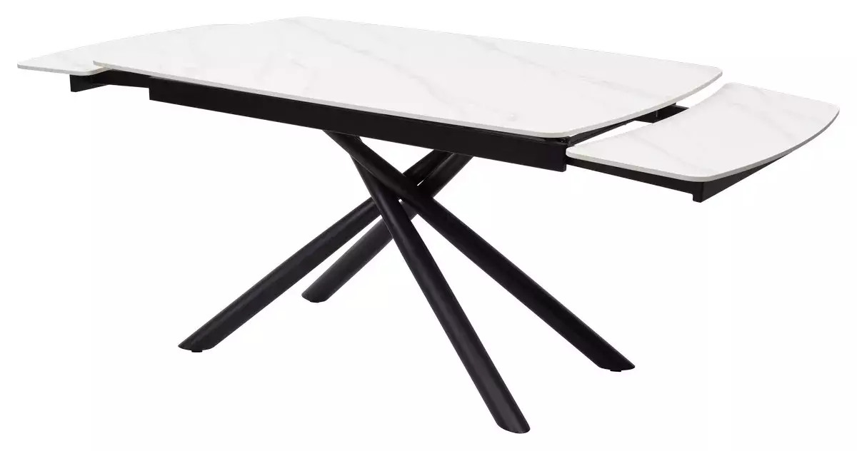 Стол RIVOLI 140 MATT WHITE MARBLE SOLID CERAMIC / BLACK, DISAUR