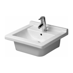 Duravit Starck 3 Раковина с перел., с 3 отв. под смес., глазуровка снизу, 480x465мм, Цвет: Белый 303480030 фото