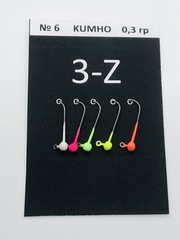 3-Z  Джиг-головка форелевая крючок №6 Kumho (0,3г) 5шт/уп. 5 цветов в уп. продажа от 2-х уп.
