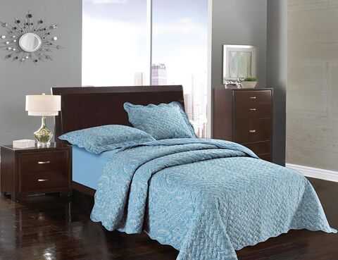 Комплект постельного белья с покрывалом Волна Жорж (синий)