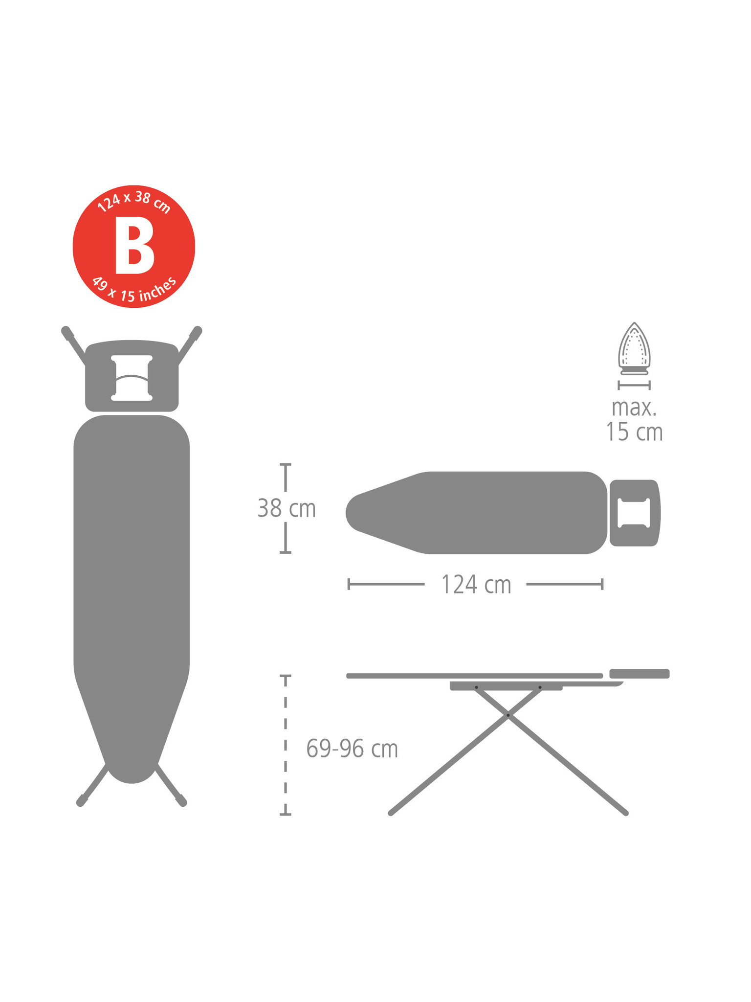 Гладильная доска 124х38 см (B), Черный деним, арт. 249242 - фото 2