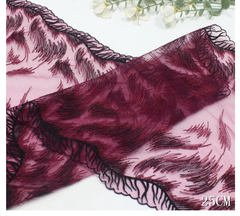 Вышивка на сетке бургунди 25 см